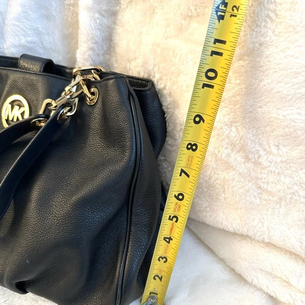Michael Kors Black Shoulder Bag with Gold Accents